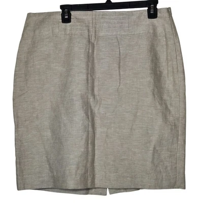 Falda Banana Republic Mujer Beige Mezcla Lino Talla 14 Transpirable Neutro Carrera Foto 1 de 4