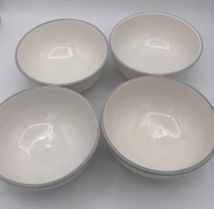 Pfaltzgraff PFA32 Coupe Cereal Bowls Gray Band on Edge set of 4 GUC - Picture 1 of 8