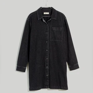 Madewell Womens Sm Oversized Denim Shirt Dress Lunar Wash Long Sleeves Pockets - Picture 1 of 9