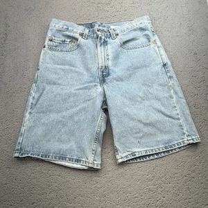 VINTAGE Levis 550 Shorts Men 31 Blue Denim Red Tab 90s Raw Jorts Batwing USA - Picture 1 of 12