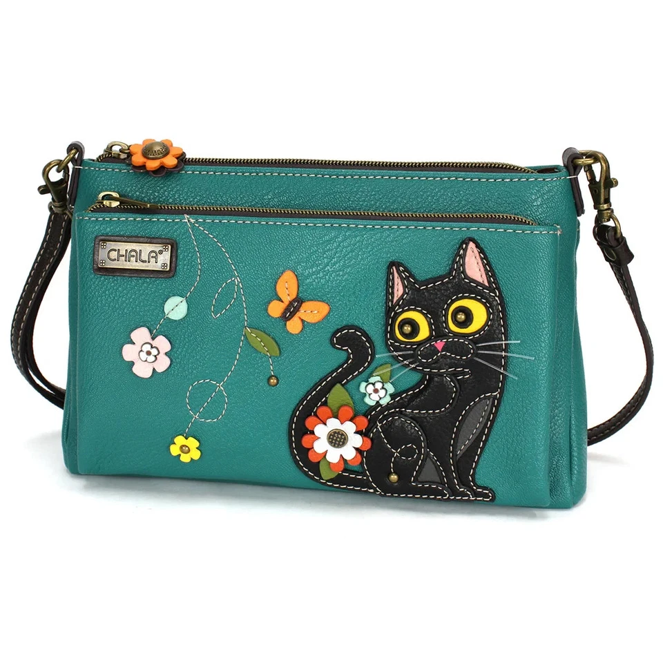 ITEM LISTING CHALA BLACK CAT DELUXE RFID CROSSBODY - TURQUOISE