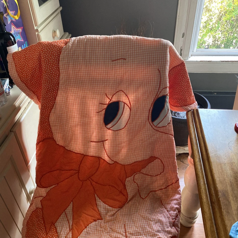 Vintage Handmade Sunbonnet Sue orange/White Gingham Baby Blanket/elephant Quilt - Image 1 of 1