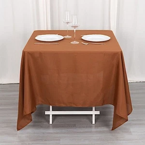 70" Cinnamon Brown SQUARE POLYESTER TABLECLOTH Wedding Party Catering Dinner - Picture 1 of 8