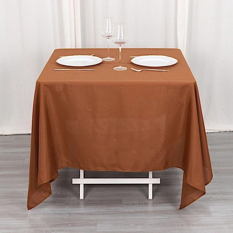 70" Cinnamon Brown SQUARE POLYESTER TABLECLOTH Wedding Party Catering Dinner - Image 1 of 4