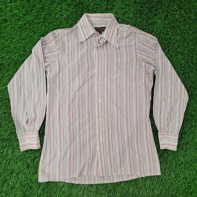 Camisa De Colección YSL Yves-Saint-Laurent Popelina Botón M 15.5 32/33 Rayas Verticales Foto 1 de 4