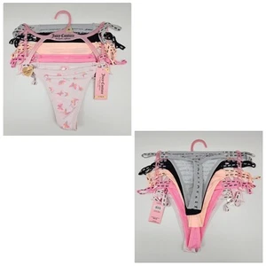 Juicy Couture 5 Stück Damen Medium Logo Tanga Höschen grau schwarz pfirsich pink weiß - Bild 1 von 5