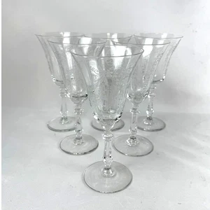 Juego de 6 copas de agua vintage de cristal grabado con flores - Imagen 1 de 5