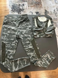 Damen Camouflage Farbe Active Wear Leggings und Sport BH Set von Egreis Damen M - Bild 1 von 6