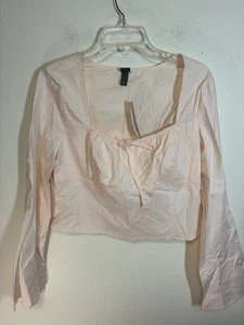 Camicetta Wild Fable nuova con etichetta boho business casual crop panna taglia XL - Foto 1 di 4