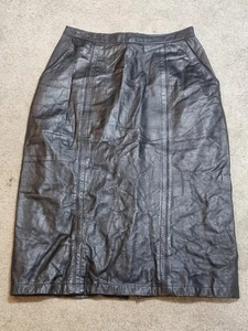 Gr. 12 Kristina Alexander Lederrock schwarz Vintage lang schwarz Midi  - Bild 1 von 4