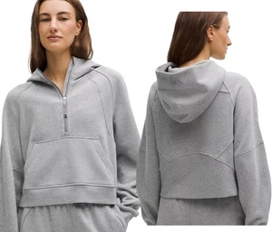 LULULEMON SCUBA CROP Gr. M/L Half Zip grau Hoodie Pullover Yoga Logo Sweatshirt - Bild 1 von 12