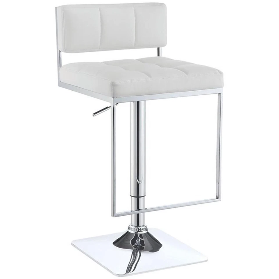 Alameda Adjustable Bar Stool Chrome and White - Image 1 of 2