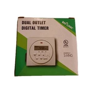 BN LINK 7 Giorni Timer Digitale Resistente Doppia Presa Nuovo In Scatola Risparmio Energetico - Foto 1 di 8