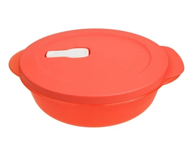 Tupperware Crystal Wave 900 ml Erdbeer / Koralle Mikrowelle aufwärmen NEU - Bild 1 von 4