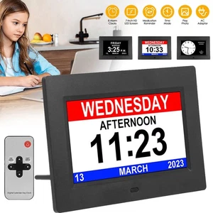 Digitaluhr LCD Digital Alarm Kalender Seniorenuhr Demenz Uhr Wanduhr Tischuhr DE - Bild 1 von 12