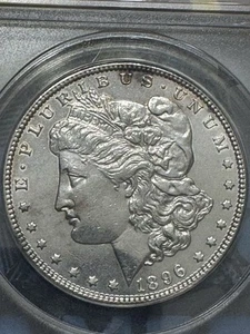 1896 Morgan Silver Dollar, ANACS AU55 Details, Free shipping - Picture 1 of 3
