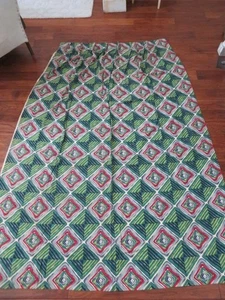 LARGE Old Vintage BARKCLOTH DRAPERY PANEL FABRIC Geometric Atomic Design 92 x 68 - Picture 1 of 14