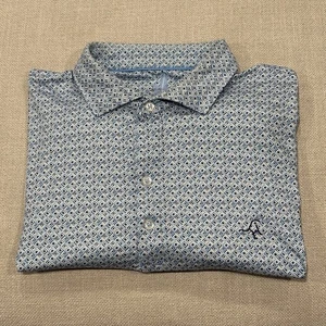 Johnnie-O federleichtes Golf Poloshirt Herren Large blau weiß Geomuster Stretch - Bild 1 von 8
