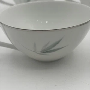 Fine China Three Crown Royal Bamboo Platinum Bowls Made In Japan, 5 Tea Cups - Picture 1 of 5