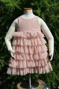 H&M Pink Tulle Dress Ruffles gold size 4 - 5 - Picture 1 of 12
