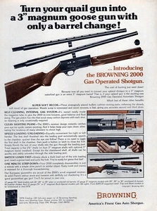 1974 Browning 2000 Gas Operated Shotgun Original Color Print Ad - Picture 1 of 1