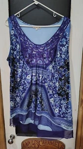 womans Purple floral Live and let live sleeveless blouse size 1x - Picture 1 of 6