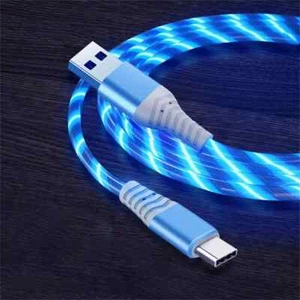 LED Light Up Type-C Fast Charging USB Phone Charger Cable Blue - Picture 1 of 8