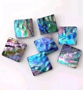 Square Abalone Shell Button Metal Shank Shirt Dress Coat Jacket Sewing Art Craft - Picture 1 of 31