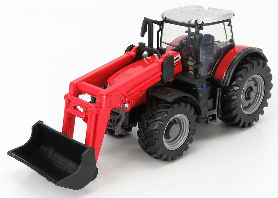 1/50 BURAGO - MASSEY FERGUSON - 8740S TRACTOR WITH FRONT LOADER SCRAPER 18-31633 - Immagine 1 di 1