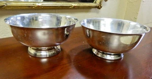 Vintage Pair Sheridan Reed Barton 6"&5" Paul Revere  Silverplate Pedestal Bowls - Picture 1 of 7