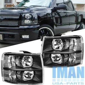 Pair Bumper Lamps Black Housing Clear Corner Headlights For Silverado 2007-2013 - Foto 1 di 9
