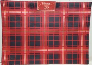 Set di 4 tovagliette stampate sullo stesso tessuto (13"" x 18"") ROSSO, BIANCO E NERO A QUADRI, MI - Foto 1 di 12