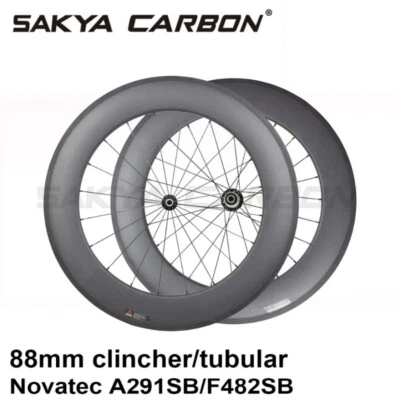 Juego de ruedas de bicicleta de carretera de fibra de carbono 700C 20,5/23/25x88 mm cubiertas tubulares 24H Foto 1 de 4