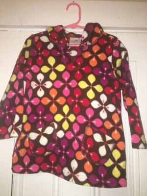 Girls, Hanna Andersson, Size 4 (100) Hooded Pullover Fleece Brown Pink Orange - Image 1 of 2