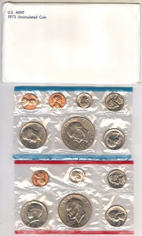 1973 United States Uncirculated Mint Set + 13-Coins Cover