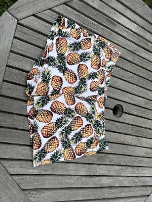 Pantalones Cortos Nicole Miller Chino Piña Estampado Gráfico Bolsillo Cremallera Talla 16 Blanco Foto 1 de 4