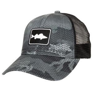 Simms Fishing Icon Walleye Trucker Patch Hat Cap -Hex Flo Carbon Camo - NEW!