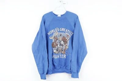 Vtg 80s Streetwear Mens Large Distressed Worlds Greatest Hunter Crewneck Sweater - Image 1 of 4