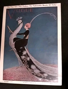 VTG Lithograph - Vogue Magazine Cover - Peacock Fashion 1911 Art Deco Excellent! - Picture 1 of 23