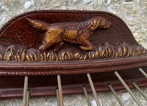 Vintage Syroco Wood Pointer Hunting Dog retriever Tie Scarf Belt Wall Rack Hook - Picture 1 of 11