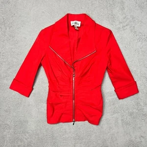 Joseph Ribkoff Light Jacket Women Size US 8 AU 10 Solid Red Zip Made in Canada - Picture 1 of 5