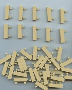 LEGO x40 Tan Brick, Modified 1 x 1 x 3 with 2 Clips (Vertical Grip) Hollow Stud - Picture 1 of 1
