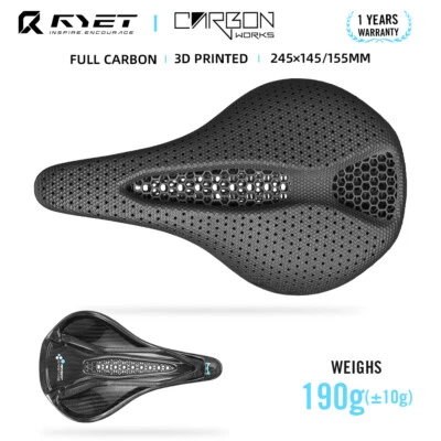 RYET Carbon 3D Printed Bike Saddle 245x145/155mm 7x9mm Road MTB Gravel Bicycle Seat