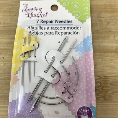 JUEGO DE 7 AGUJAS DE REPARACIÓN DRITZ ~ LONA ~ TAPICERÍA ~ CUERO ~ ALFOMBRA ~ AGUJAS DE COSER A MANO Foto 1 de 3