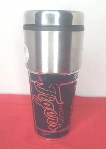 DETROIT TIGERS 16 OZ STAINLESS STEEL COFFEE TRAVEL MUG D Licensed  Baseball Cover