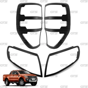 Set Black Head Tail Lamp Lights Cover For Ford Ranger T6 PX1 Pick Up 2012 2015 - Picture 1 of 9