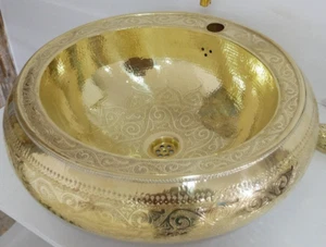 Fregadero de cobre marroquí fregadero de cocina ovalado de cobre, fregadero hecho a mano de cobre marroquí - Imagen 1 de 11