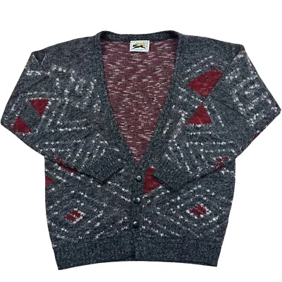 Cárdigan Suéter Tejido Abuelo Geométrico Vintage Le Tigre Hecho en EE. UU. Talla S Foto 1 de 4