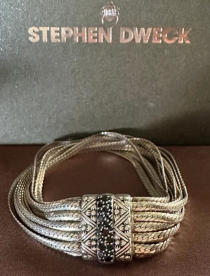 PULSERA DE ZAFIRO NEGRO CADENA CAPAS PLATA ESTERLINA Stephen Dweck - hallazgo raro Foto 1 de 4