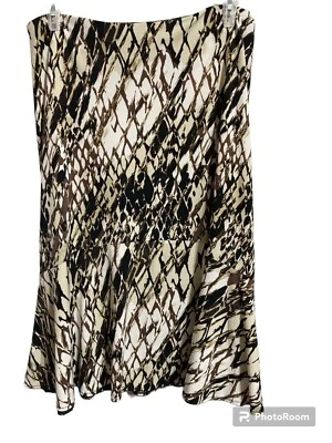 East5th Mujer Falda Talla L Marrón Tostado Animal Print Cintura Elástica Foto 1 de 3